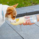 Portable Dog Water Bottle with Bowl Dispenser-380ml Grey Pet Travel Cup, Leak-proof, One-Hand Operation