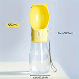 Portable Dog Water Bottle with Bowl Dispenser-500ml Yellow Pet Travel Cup, Leak-proof, One-Hand Operation