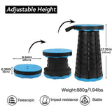 Portable Collapsible Telescopic Stool - Foldable, Lightweight, Adjustable, and Compact Camping Chair (Blue-Black)