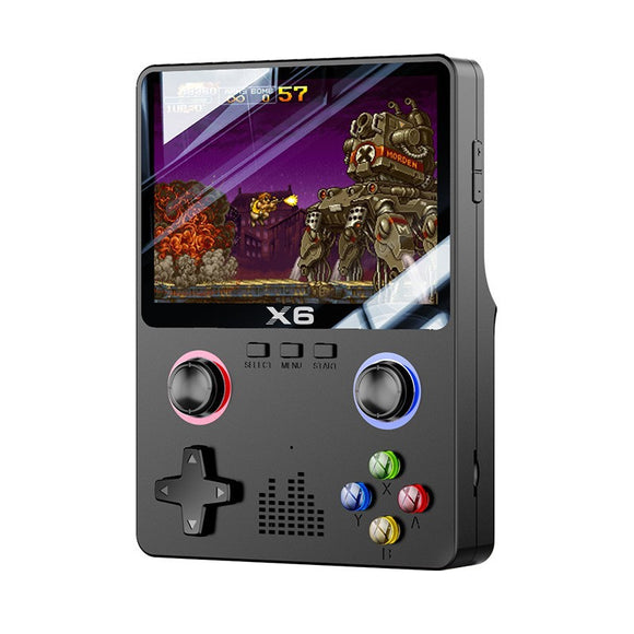 X6 Black Handheld Gaming Console - 3.5-Inch HD Screen, Dual Joysticks, Multi-Emulator Support, 32GB Storage