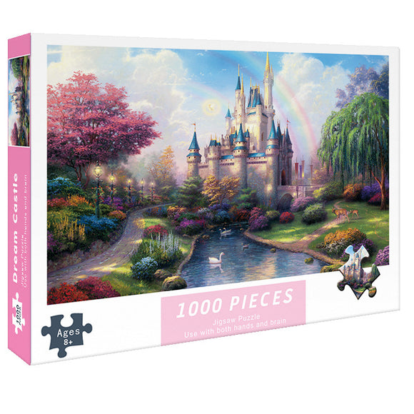 (2 PCS) 1000-Piece Dream Castle Jigsaw Puzzle - High Difficulty Stress-Relief  Toy