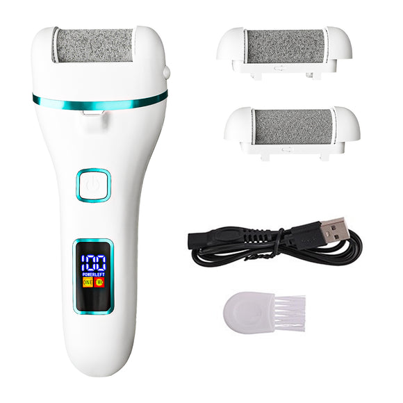 017 White Electric Foot Callus Remover - Rechargeable Waterproof Pedicure Tool with Automatic Dead Skin Removal