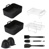 9-Piece Air Fryer Accessories Set - Silicone Liners, Grill Racks, Cooking Tools