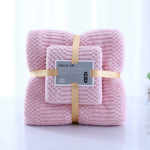 (2 PCS Light Pink) Coral Fleece Towel and Bath Towel Set - Ultra Soft, Absorbent, and Lint-Free for Home and Spa