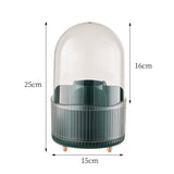 2 PCS Green Rotating Makeup Brush Organizer with Dustproof Cover - 360° Swivel Cosmetic Holder for Brushes, Lipsticks, Eyeliners, and More