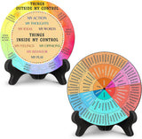 2 PCS for Each One Rainbow Color Scheme Emotion Wheel and Control Circle with Display Stands for Personal Development