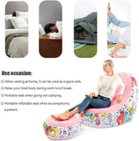 (Pink Graffiti)Portable Inflatable Sofa Chair with Ottoman - Waterproof Flocked Lazy Sofa for Camping and Home Use