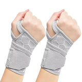 2 Pairs Grey Breathable Sports Wrist Support Wrap - Fitness Gym Wristband for Badminton & Injury Prevention