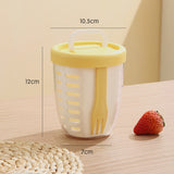 2 Pcs Yellow Portable Leakproof Fruit and Salad Storage Box with Draining Function, Sealed Fresh-Keeping Bento Lunch Box with Fork, AS+PP+Silicone Material