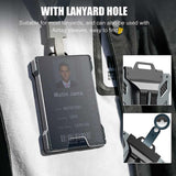 1 Pcs Grey Premium RFID Blocking Aluminum Alloy ID Badge Holder with Transparent Card Slot & Money Clip