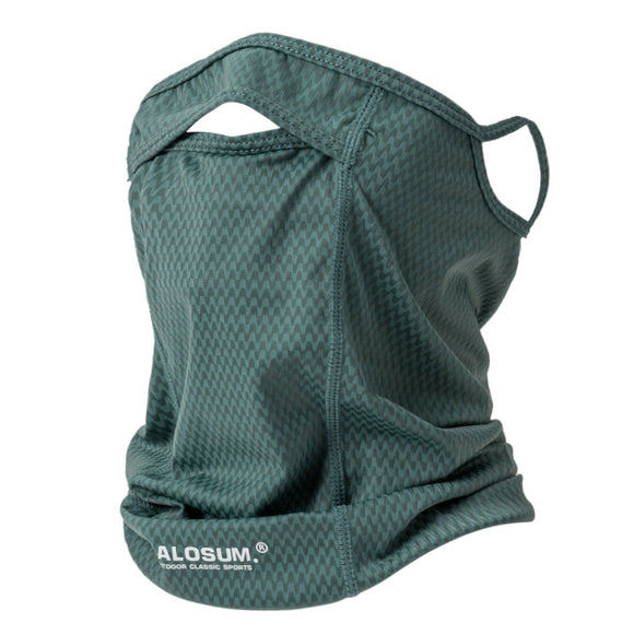2 Pcs Green UV Protection Breathable Cycling Face Mask with Ear Hooks - Summer Ice Silk Neck Gaiter for Men and Women