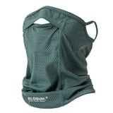 2 Pcs Green UV Protection Breathable Cycling Face Mask with Ear Hooks - Summer Ice Silk Neck Gaiter for Men and Women