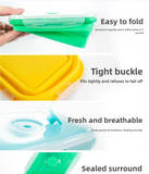 3-piece Set (Yellow + Green + Blue) Collapsible Silicone Food Storage Containers Set – 350ML, 500ML, 800ML | BPA-Free, Microwave, Dishwasher & Freezer Safe | Foldable & Portable Bento Boxes for Travel & Outdoor