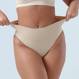3 Pcs Size S White Microfiber High-Waisted Thong Underwear with Tummy Control – Slimming Comfort