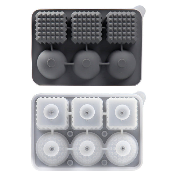 2 PCS Sphere & Square Ice Cube Tray (Gray) - Novelty Silicone Ice Maker for Whiskey Cocktails