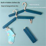 2PCS Pink Portable Travel Hanger with Hidden Clips - Lightweight Folding Clothes Hanger for Socks and Small Items