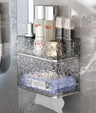 2PCS Stylish Double-Layer Transparent Grey Wave-Textured Tissue Box Holder - Stylish Bathroom Storage