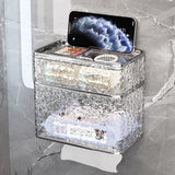 2PCS Stylish Double-Layer Transparent Grey Wave-Textured Tissue Box Holder - Stylish Bathroom Storage