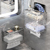 2PCS Stylish Double-Layer Transparent Grey Wave-Textured Tissue Box Holder - Stylish Bathroom Storage