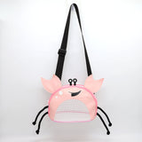 3 PCS Pink Cute Crab Mesh Beach Bag for Kids - Shell Collecting Sand Toy Bag for Toddlers