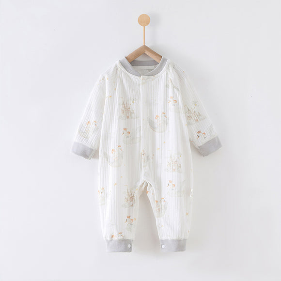 80 Size The Prince of the Castle Class A Pure Cotton Long-Sleeve Baby Onesie - Cozy Newborn Bodysuit for Fall and Winter