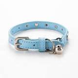 3 pcs Light blue Stylish PU Leather Pet Collar - Anti-Loss, Puppy Bell, Star & Moon Design Width 1.2cm Total Length 35cm