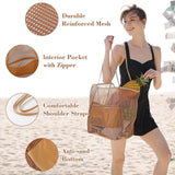 2 pcs Black Casual Mesh Tote Bag - Shoulder Bag for Beach & Travel 35x17x37cm