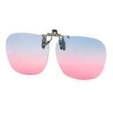 2 Pcs Grey Pink Gradient Color Polarized Clip-On Sunglasses - Day & Night Use, Frameless Polygon Design for Fishing & Driving