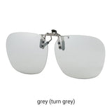 2 Pcs Grey Polarized Clip-On Sunglasses - Day & Night Use, Frameless Polygon Design for Fishing & Driving