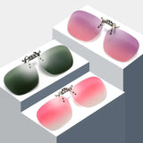 2 Pcs Purple Polarized Clip-On Sunglasses - Day & Night Use, Frameless Polygon Design for Fishing & Driving