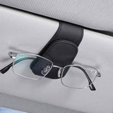 2 Pcs Black Carbon Fiber Pattern PU Leather Car Visor Sunglasses Holder - Multi-Functional Clip for Glasses, Cards & Tickets, 9.5x4.5cm