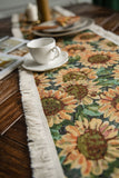 2 PCS Sunflower Table Runner with Fringe - Jacquard Woven Cotton Blend (30x120cm)
