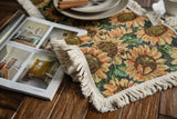 2 PCS Sunflower Table Runner with Fringe - Jacquard Woven Cotton Blend (30x140cm)