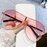2-PCS Gold frame double pink Oversized Aviator Sunglasses - Unique Cutout Design