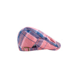 2-PCS Pink Lightweight Checkered Flat Cap - Adjustable Retro Driver Hat for Men & Women