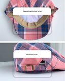 2-PCS Yellow Lightweight Checkered Flat Cap - Adjustable Retro Driver Hat for Men & Women