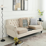 2 Pcs Khaki Elegant Polyester Sofa Cover - Full Protection Against Cat Scratches & Wear