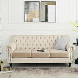 2 Pcs Khaki Elegant Polyester Sofa Cover - Full Protection Against Cat Scratches & Wear