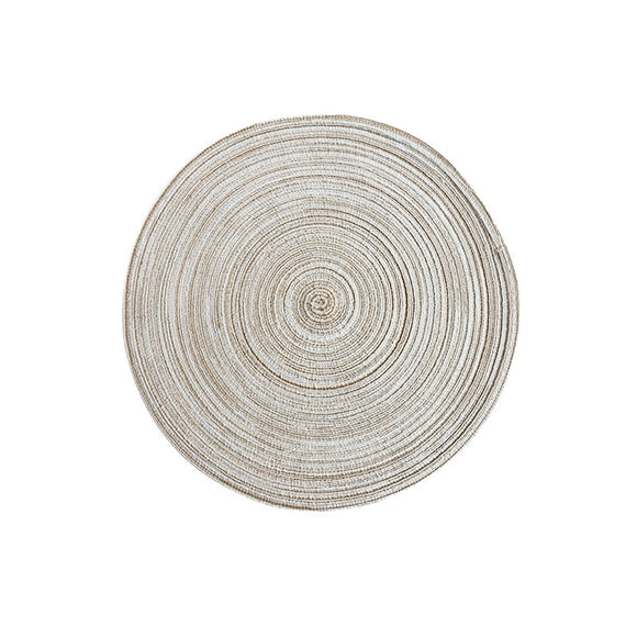 8 Pcs Beige Woven Round Placemat - Non-Slip, Heat-Resistant Dining Table Mat,  36cm