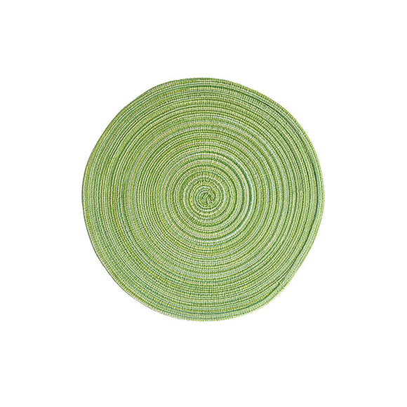 8 Pcs Green Woven Round Placemat - Non-Slip, Heat-Resistant Dining Table Mat,  36cm