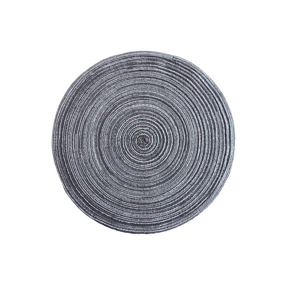 8 Pcs Dark Grey Woven Round Placemat - Non-Slip, Heat-Resistant Dining Table Mat,  36cm