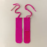 3 Pcs Pink Non-Slip Yoga Socks with Cross Straps - Cotton Pilates Dance Socks for Women, Lightweight Comfort