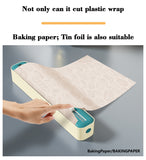 2 Pcs Beige And Black Bidirectional Cling Film Cutter - Reusable Wrap Dispenser for Cling Film, Foil, and Parchment, 36x7x5cm (Cling Film Not Included)