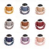 2 Pcs Black Detachable Chain Coffee Cup Sleeve - PU Leather Insulated Cup Holder with Handle, 16cm Top, 70g(Cup not included, only cup sleeve and chain)