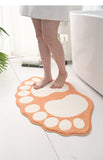 2 Pcs Pink And White Foot-Shaped Plush Bath Mat - Non-Slip Absorbent Bathroom Rug for Bedroom and Doorway (50x80cm)