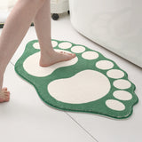 2 Pcs Brown And White Foot-Shaped Plush Bath Mat - Non-Slip Absorbent Bathroom Rug for Bedroom and Doorway (50x80cm)