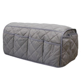 2 Pcs Grey Quilted Sofa Armrest Organizer Caddy - Multi-Pocket Remote Control Holder Bag