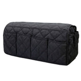 2 Pcs Black Quilted Sofa Armrest Organizer Caddy - Multi-Pocket Remote Control Holder Bag