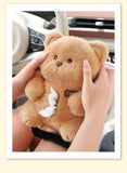 Adorable Bear Tissue Holder for Car - Plush Toy with Storage