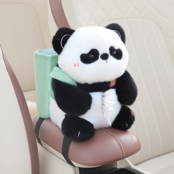 Adorable Panda Tissue Holder for Car - Plush Toy with Storage